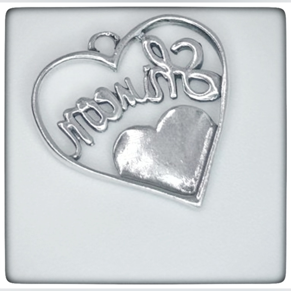 Sterling Silver Heart and Flower Charm with a Name - Picture 3 of 3